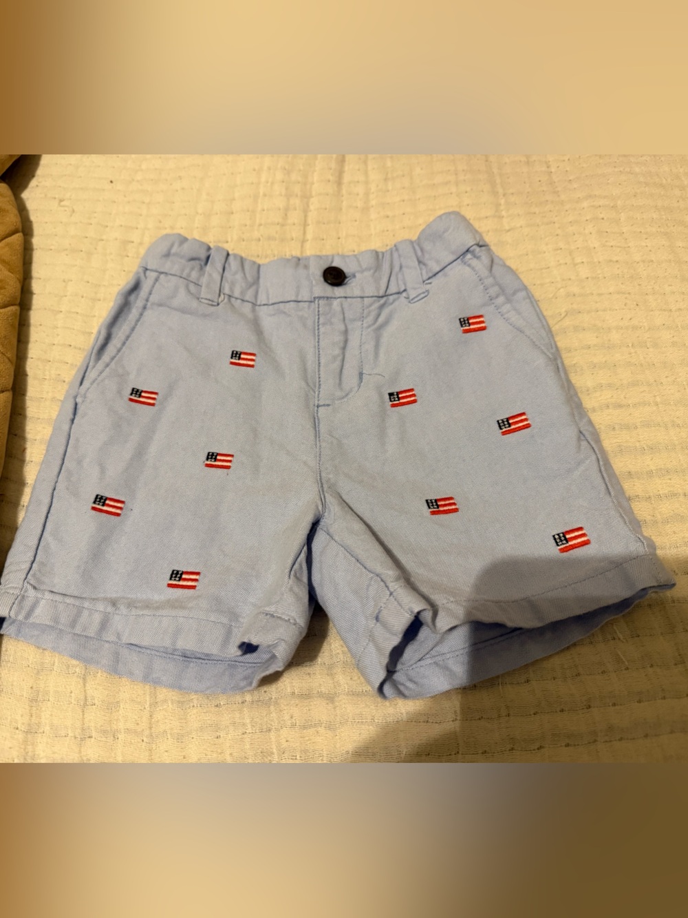 Janie and Jack Embroidered Flag Oxford Short